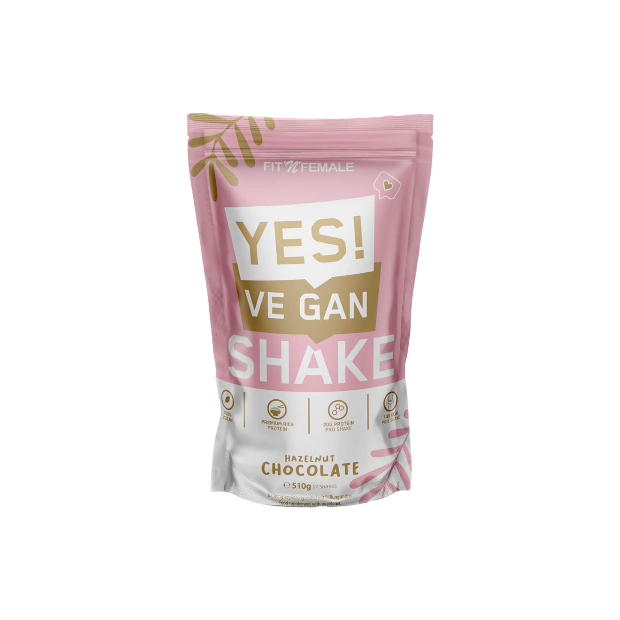 Fit n Female Yes! Ve-Gan Shake Chocolate Hazelnut (500g)