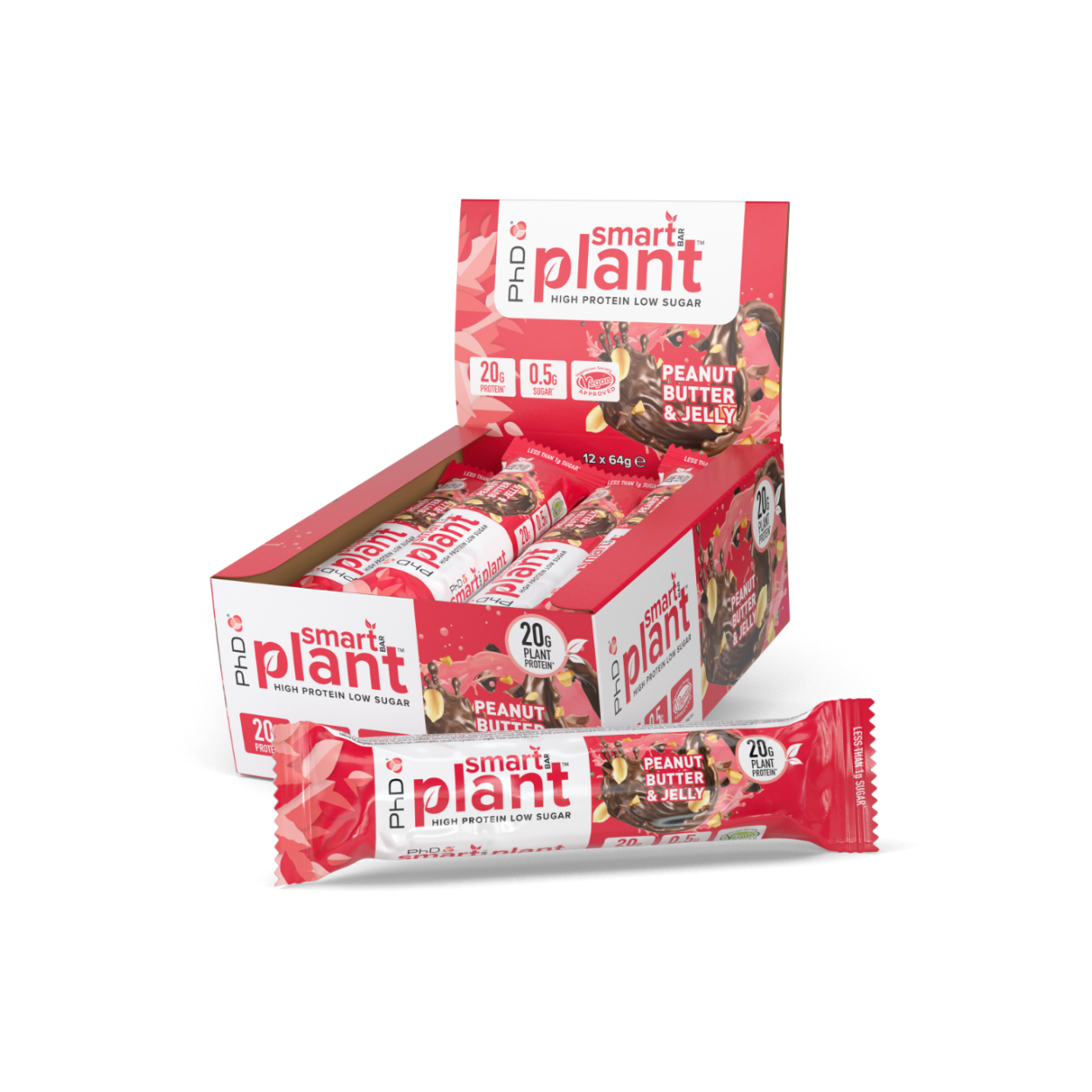 PhD Smart Bar Riegel Plant Peanut Butter Jelly (1-12x64g)